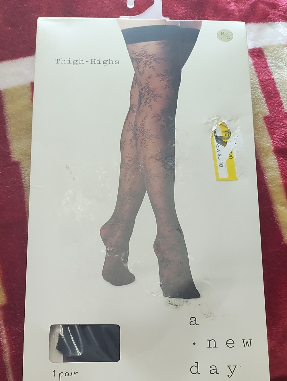 a new day Black Sheer Floral Thigh-Highs